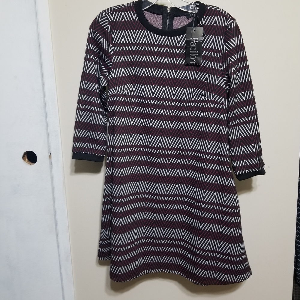 Papillon DRESS Small Striped Stretchy Office Nwtag